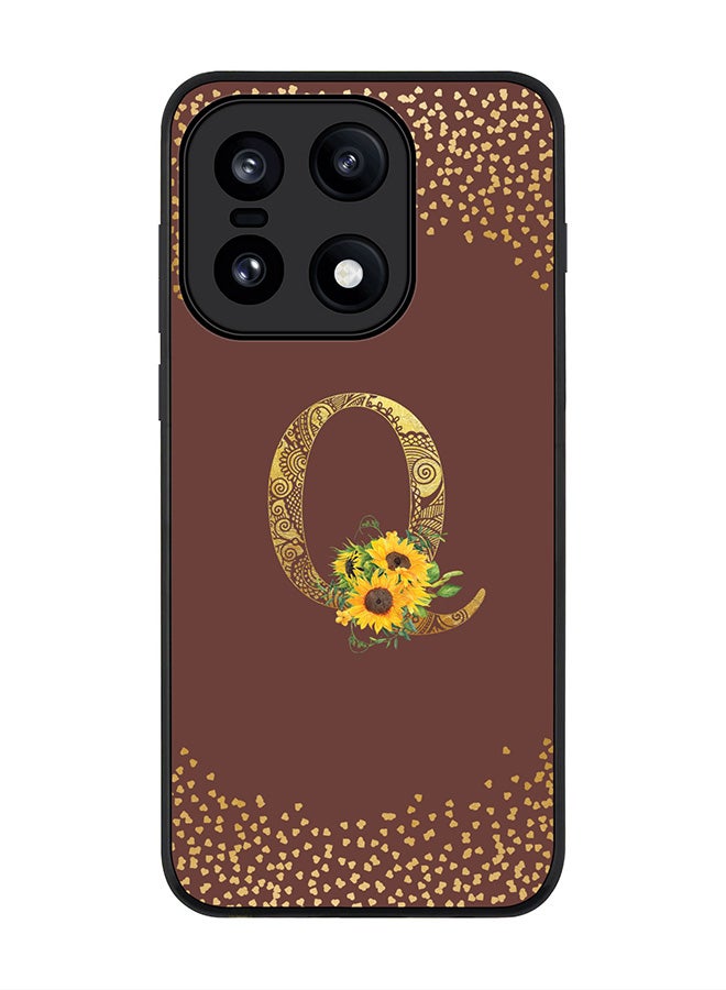 Stylizedd For OnePlus 15 Case,Slim fit Camera Protection, Shockproof Thin Phone cover  - Custom Floral Monogram - Q  (Brown ) - Image 1